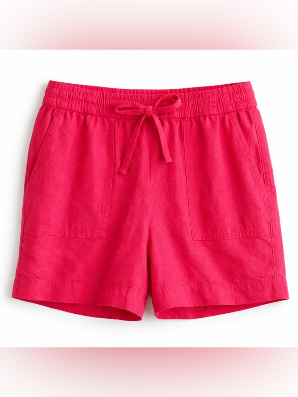 J. Crew Linen Blend Hot Pink Drawstring High-Waist Linen-Blend Shorts XS